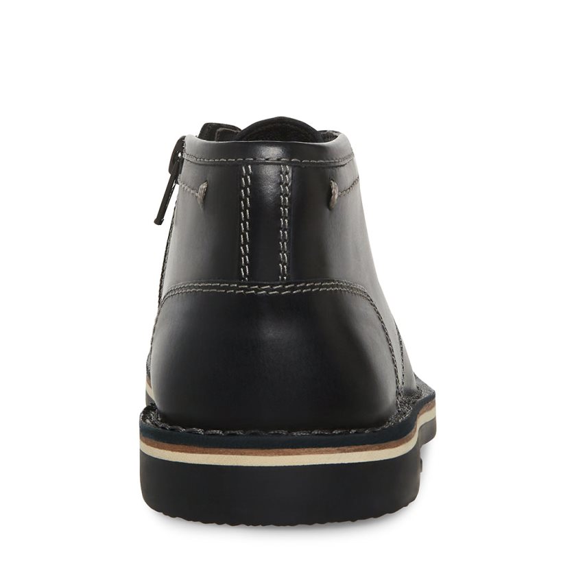 Black Steve Madden Bharkeen Leather Kids' Chukka Boots | PH 9082XYC